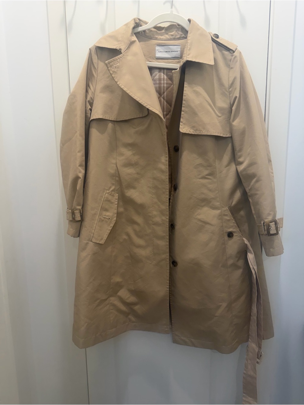 Galloria Sweet Women's Beige Trench Coat with Belt